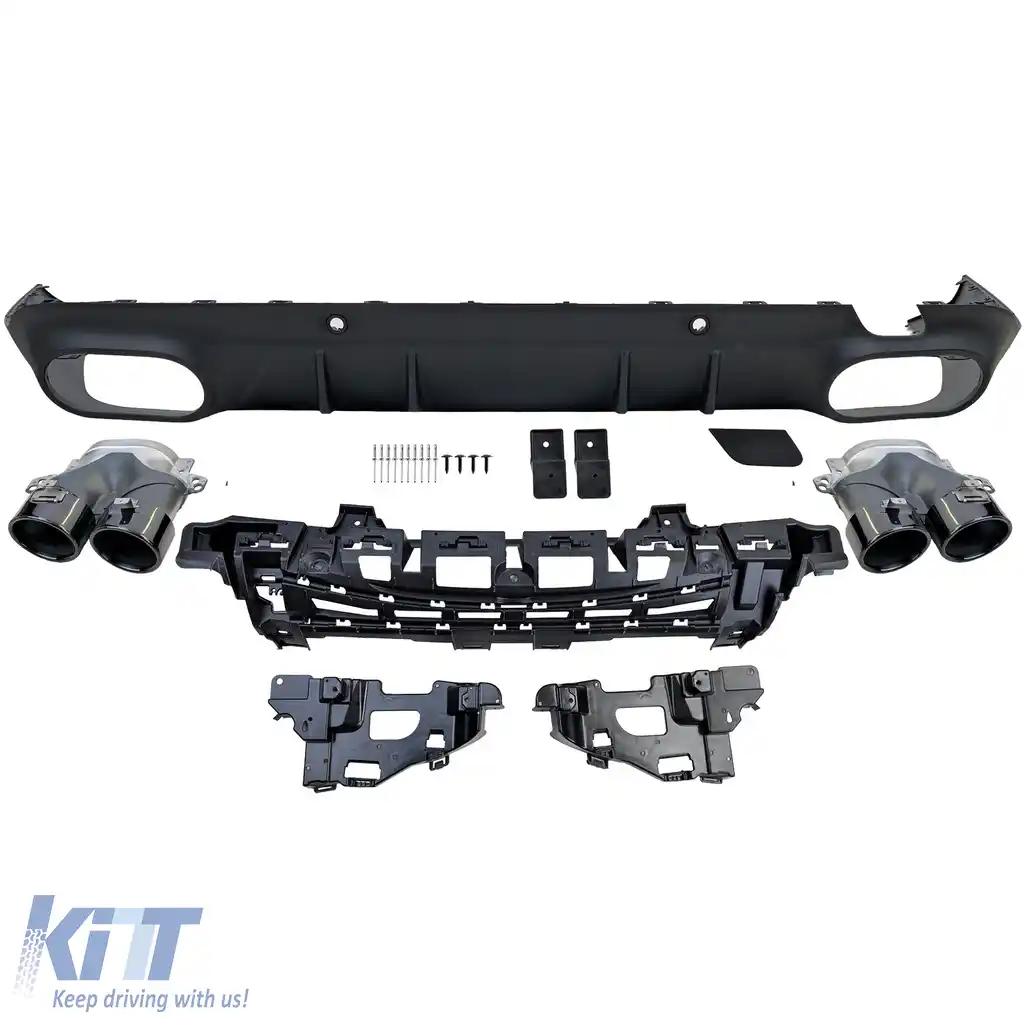 Difuzor sportiv spate + tevi de evacuare negre, potrivit pentru Mercedes CLS C257 2018-2023-image-6208383