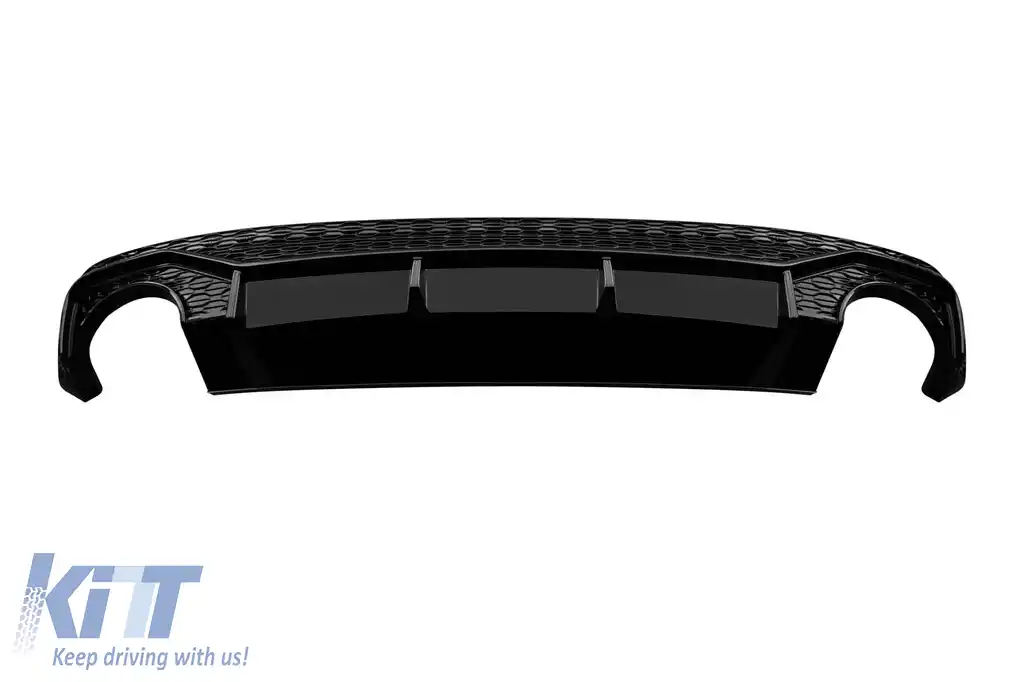 Difuzor stil RS cu ieșiri de eșapament negre potrivit pentru Audi Q5 2018-2020 S-line bara spate-image-6139260