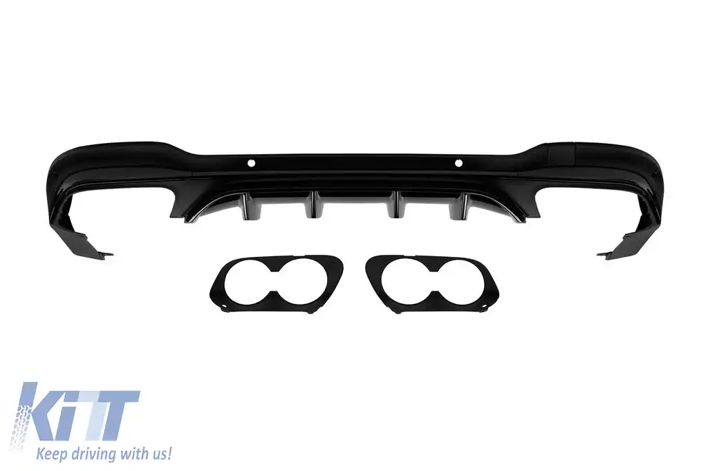 Difuzor tip 43 potrivit pentru bara din spate A Design line, GLC63, GLC43 a Mercedes GLC SUV X253 2015-2022 -oo--oo-, cu garnitură de lac negru