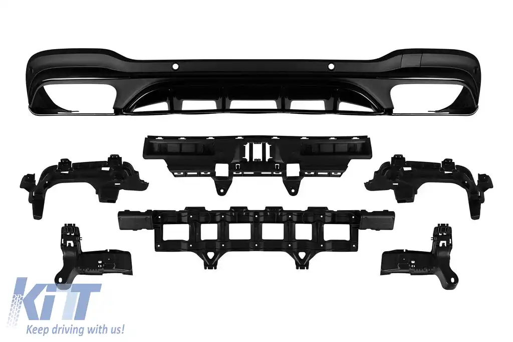 Difuzor tip 63 potrivit pentru bara din spate A Design line, GLC63, GLC43 a Mercedes GLC X253 2016-2022 -oo--oo-, cu garnitură neagră