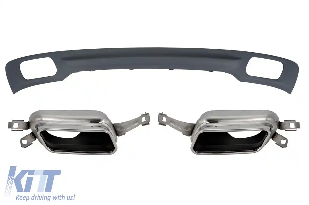 Difuzor tip 740i cu capete cromate, potrivit pentru bara de protecție din spate standard pe BMW Seria 7 F01 2008-2015