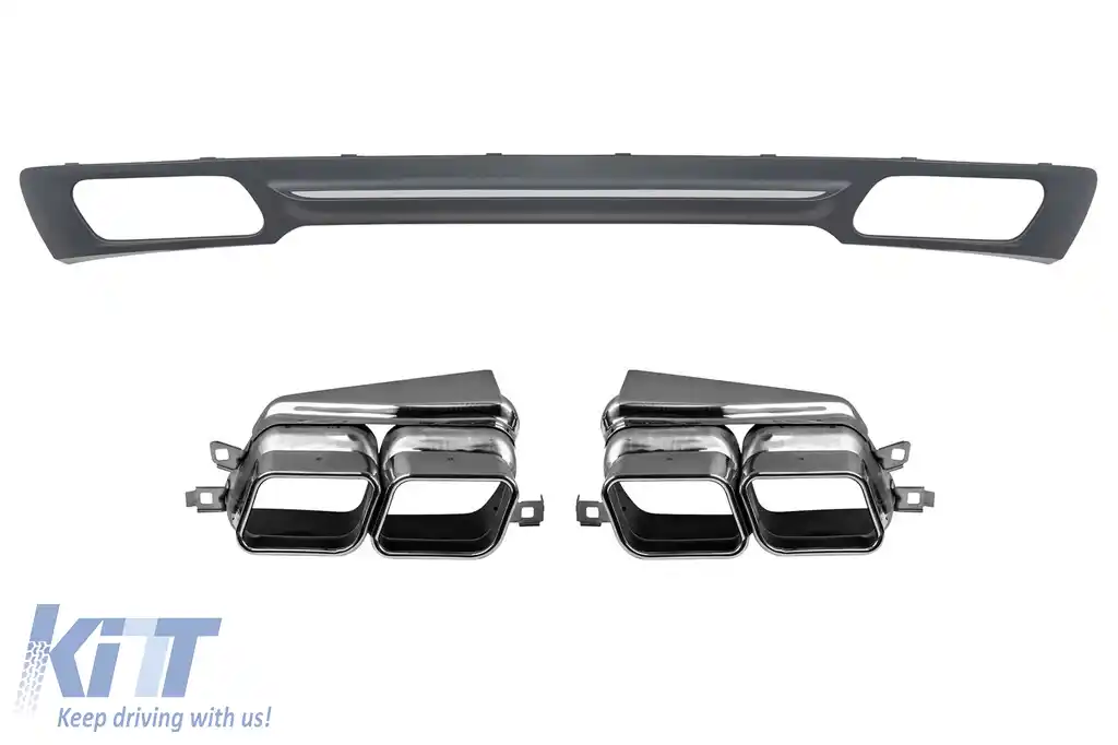 Difuzor tip 760i cu capete cromate potrivit pentru bara de protecție spate standard a BMW Seria 7 F01 2008-2015 -oo--oo-