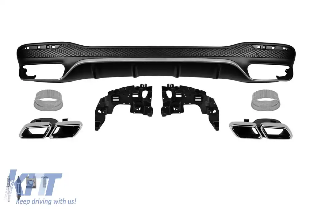 Difuzor tip A Design cu capete cromate potrivit pentru bara din spate pentru Mercedes GLS X166 2015-2019 -oo--oo-