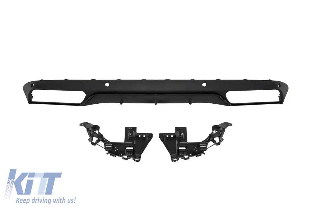 Difuzor tip A Design potrivit pentru bara spate standard a Mercedes C-Class W205 sedan, S205 break 2013-2019 -oo--oo-, cu garnitură neagră