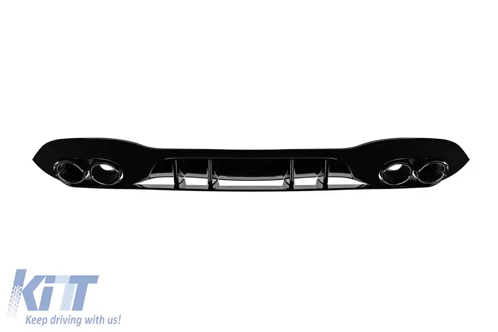 Difuzor tip A45 cu capace negre potrivit pentru bara de protecție A Design la Mercedes Clasa A W177 după 2018 -oo--oo-