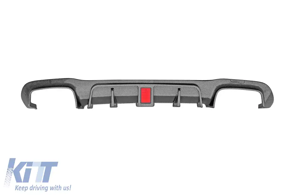 Difuzor tip Brabus cu capace negre potrivit pentru bara spate A Design pe Mercedes E-Class W213 sedan 2016-2022, culoare carbon, -oo--oo--image-6149034
