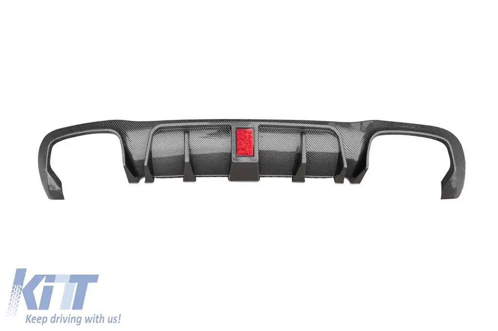 Difuzor tip Brabus cu capace negre potrivit pentru bara spate A Design pe Mercedes E-Class W213 sedan 2016-2022, culoare carbon, -oo--oo--image-6149035
