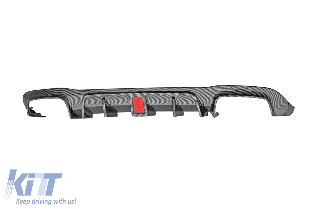 Difuzor tip Brabus cu capace negre potrivit pentru bara spate A Design pe Mercedes E-Class W213 sedan 2016-2022, culoare carbon, -oo--oo--image-6149036