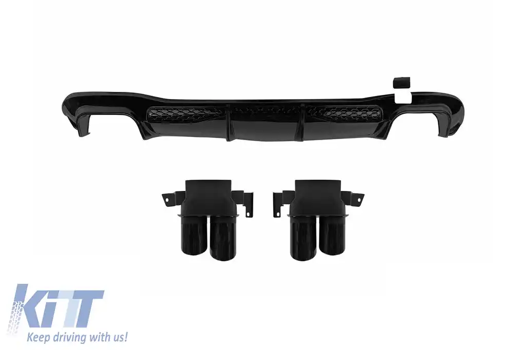 Difuzor tip Brabus cu capete negre potrivit pentru bara spate A Design pe Mercedes S-Class W223 după 2020 -oo--oo-