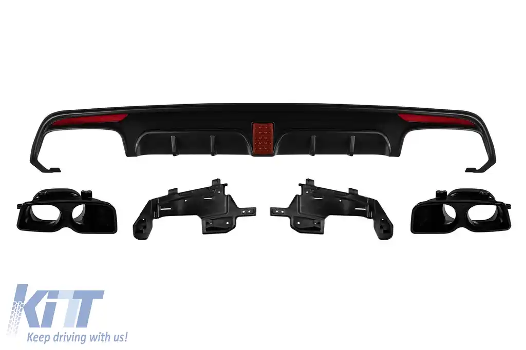 Difuzor tip Brabus cu capete negre potrivit pentru bara spate A Design pe Mercedes S-Class W222 2013-2017 -oo--oo-