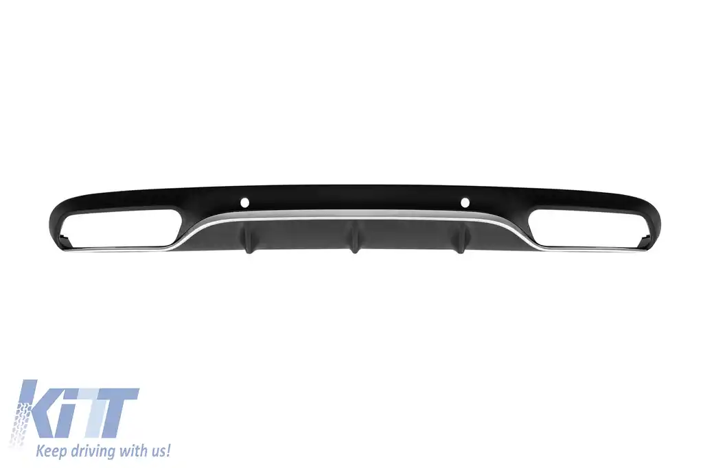 Difuzor tip C63 potrivit pentru bara spate A Design a Mercedes C-Class C205 coupe 2015-2019, -oo--oo-, cu garnitură din crom