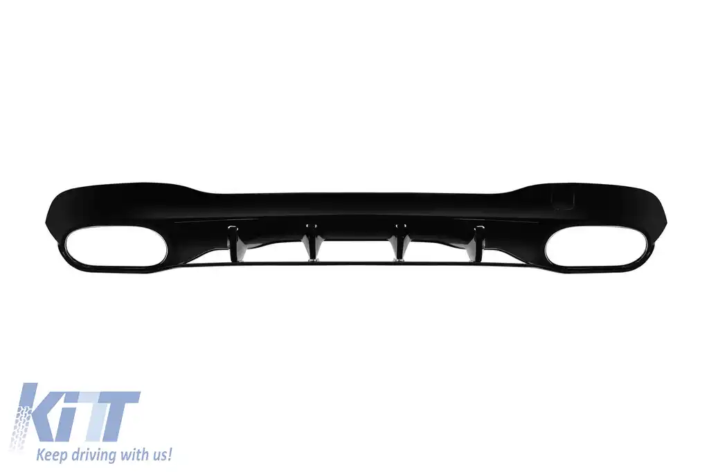 Difuzor tip CLA45 cu capete negre potrivit pentru bara de protecție din spate A Design pe Mercedes CLA C118 după 2019, lac negru, -oo--oo--image-6237554