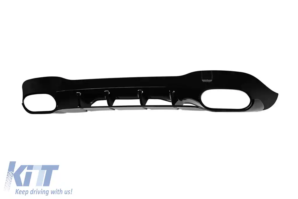 Difuzor tip CLA45 cu capete negre potrivit pentru bara de protecție din spate A Design pe Mercedes CLA C118 după 2019, lac negru, -oo--oo--image-6237555