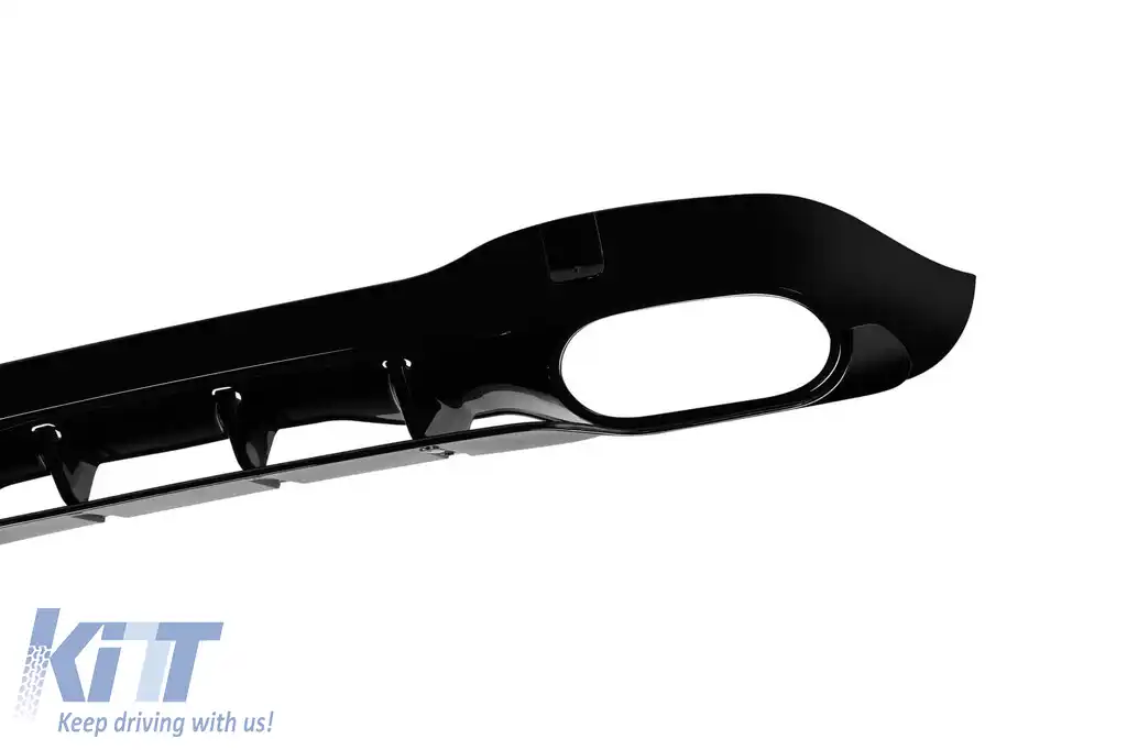 Difuzor tip CLA45 cu capete negre potrivit pentru bara de protecție din spate A Design pe Mercedes CLA C118 după 2019, lac negru, -oo--oo--image-6237556