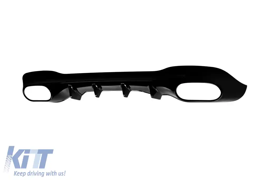 Difuzor tip CLA45 cu capete negre potrivit pentru bara de protecție din spate A Design pe Mercedes CLA C118 după 2019, lac negru, -oo--oo--image-6237557
