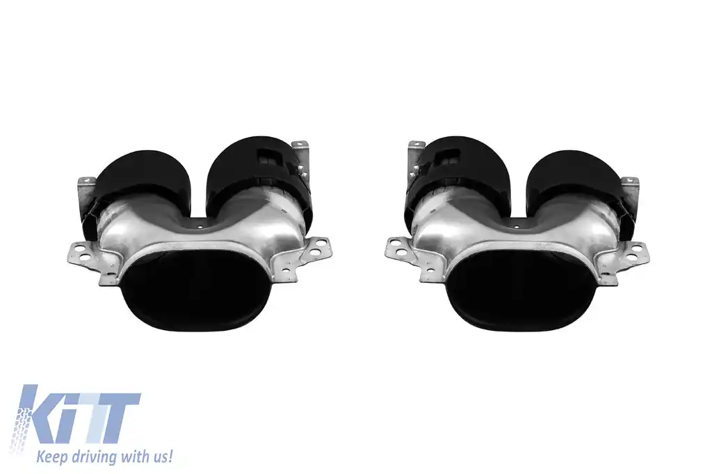 Difuzor tip CLA45 cu capete negre potrivit pentru bara de protecție din spate A Design pe Mercedes CLA C118 după 2019, lac negru, -oo--oo--image-6237565