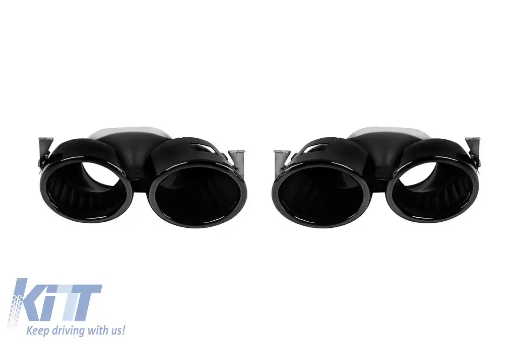 Difuzor tip CLA45 cu capete negre potrivit pentru bara de protecție din spate A Design pe Mercedes CLA C118 după 2019, lac negru, -oo--oo--image-6237566