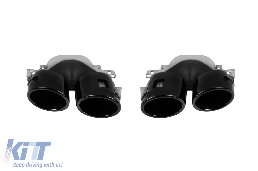 Difuzor tip CLA45 cu capete negre potrivit pentru bara de protecție din spate A Design pe Mercedes CLA C118 după 2019, lac negru, -oo--oo--image-6237567