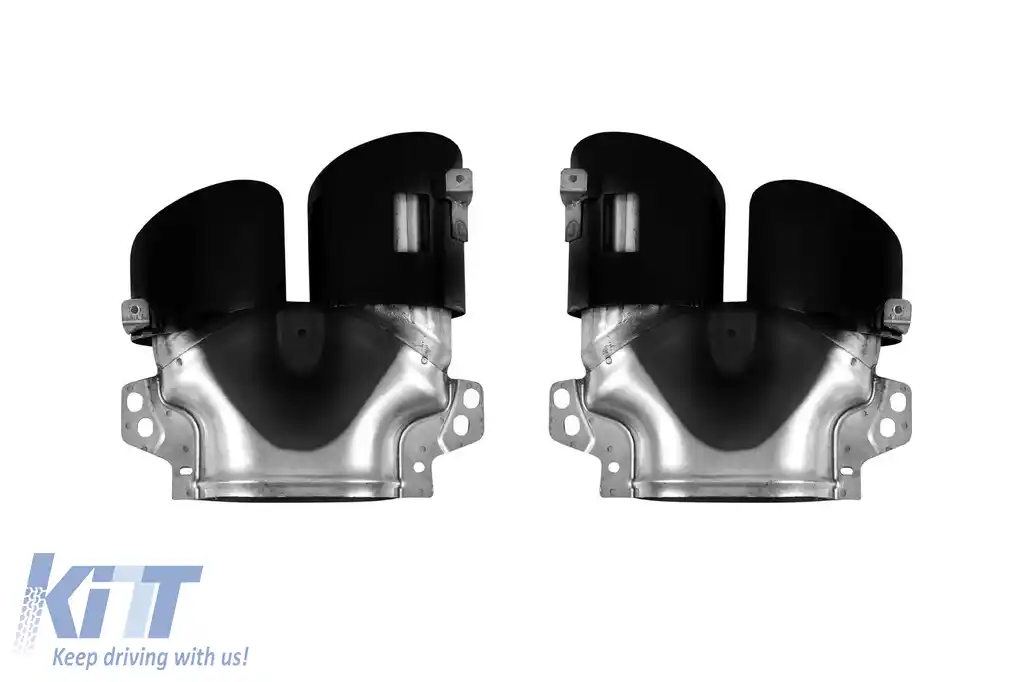 Difuzor tip CLA45 cu capete negre potrivit pentru bara de protecție din spate A Design pe Mercedes CLA C118 după 2019, lac negru, -oo--oo--image-6237568