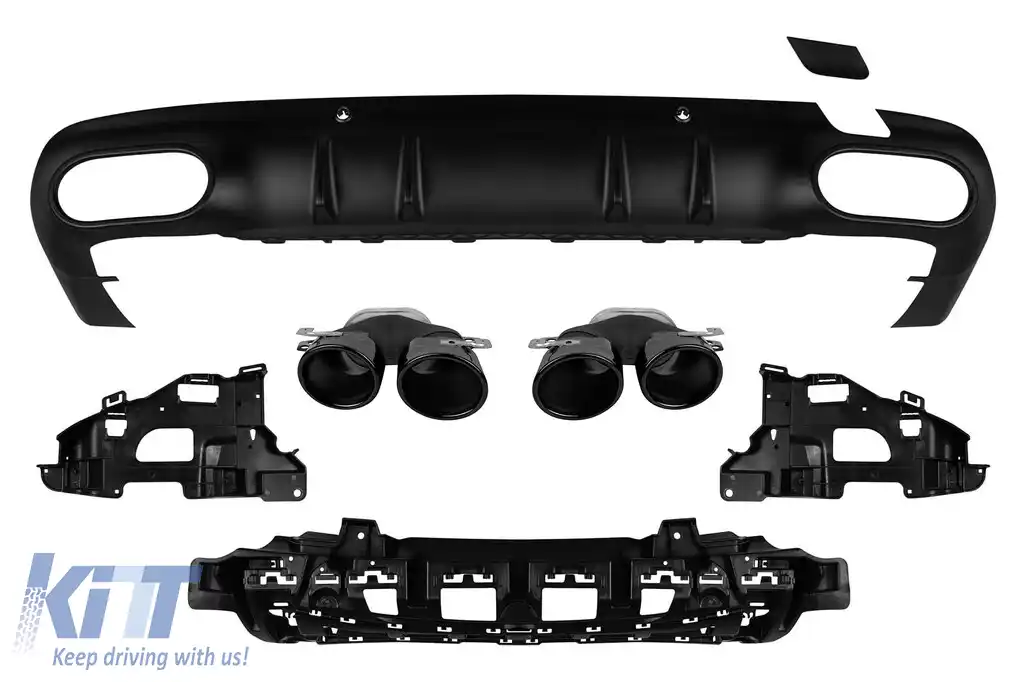 Difuzor tip CLS53 cu capace negre potrivit pentru bara spate A Design pe Mercedes CLS C257 după 2018 -oo--oo-