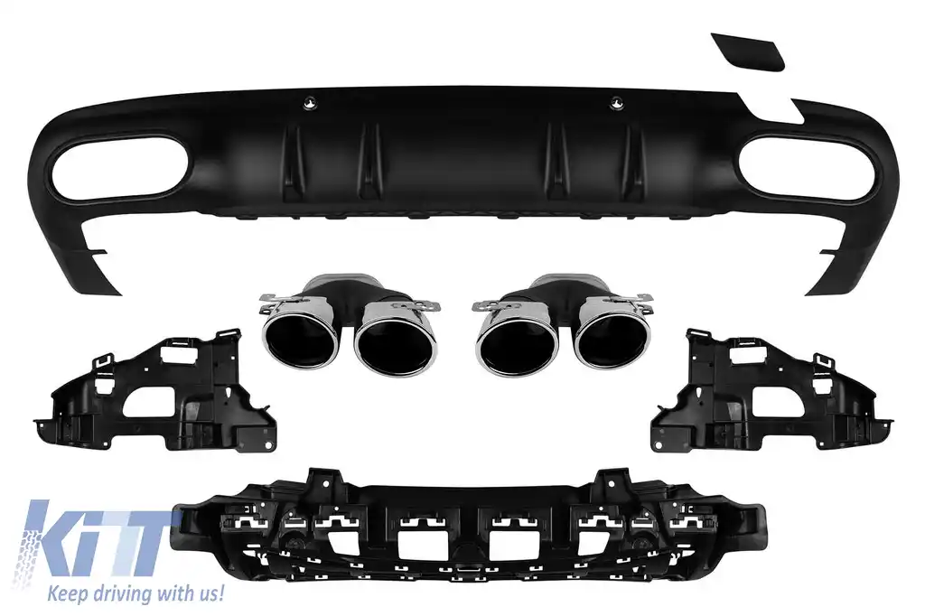 Difuzor tip CLS53 cu capete cromate potrivit pentru bara de protecție spate A Design pe Mercedes CLS C257 după 2018 -oo--oo-