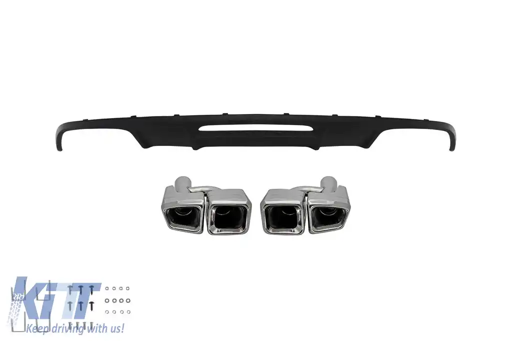 Difuzor tip CLS63 A Design cu capete cromate potrivit pentru bara spate standard a Mercedes CLS W218 2011-2018 -oo--oo-
