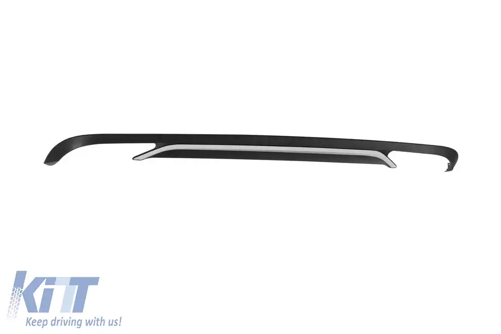 Difuzor tip E300 cu capete cromate potrivit pentru bara spate standard a Mercedes E-Class W212, S212 2014-2016, -oo--oo-, cu garnitură cromată-image-6150612