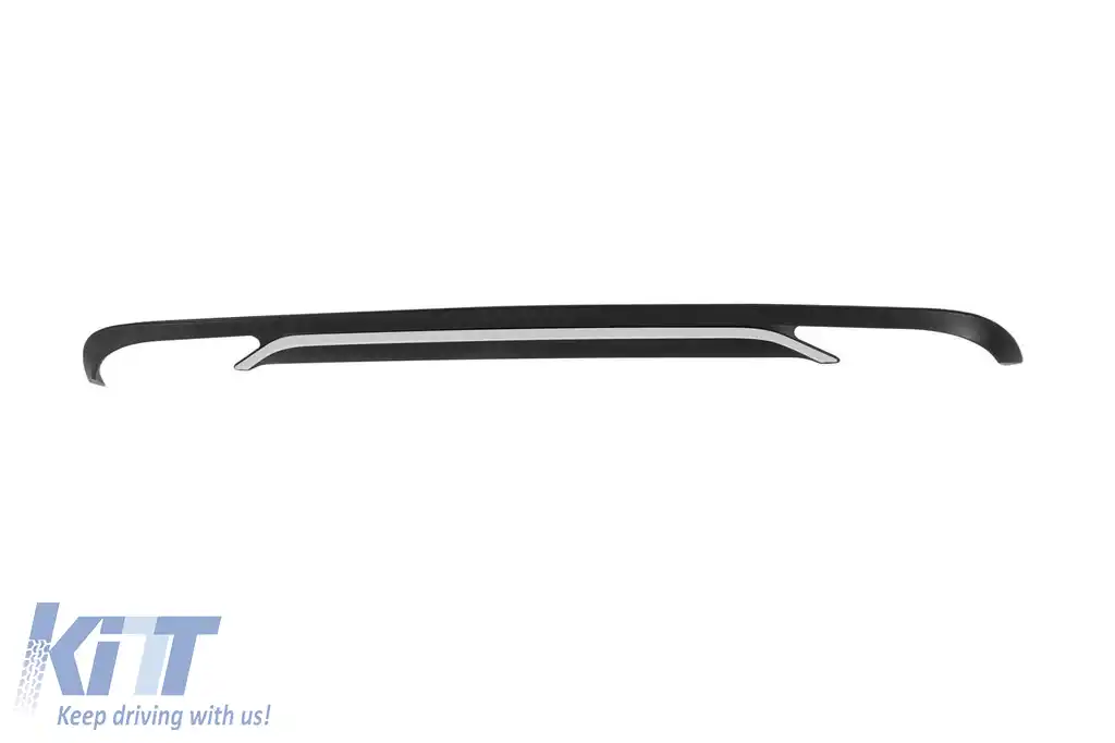 Difuzor tip E300 cu capete cromate potrivit pentru bara spate standard a Mercedes E-Class W212, S212 2014-2016, -oo--oo-, cu garnitură cromată-image-6150613