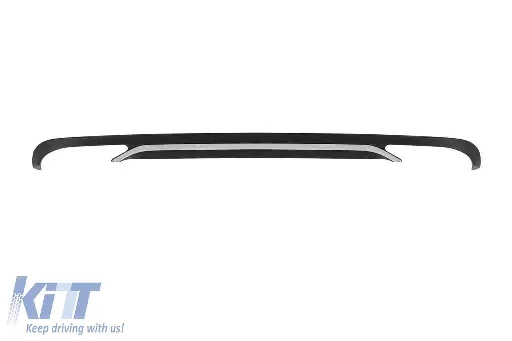 Difuzor tip E300 cu capete cromate potrivit pentru bara spate standard a Mercedes E-Class W212, S212 2014-2016, -oo--oo-, cu garnitură cromată-image-6150614