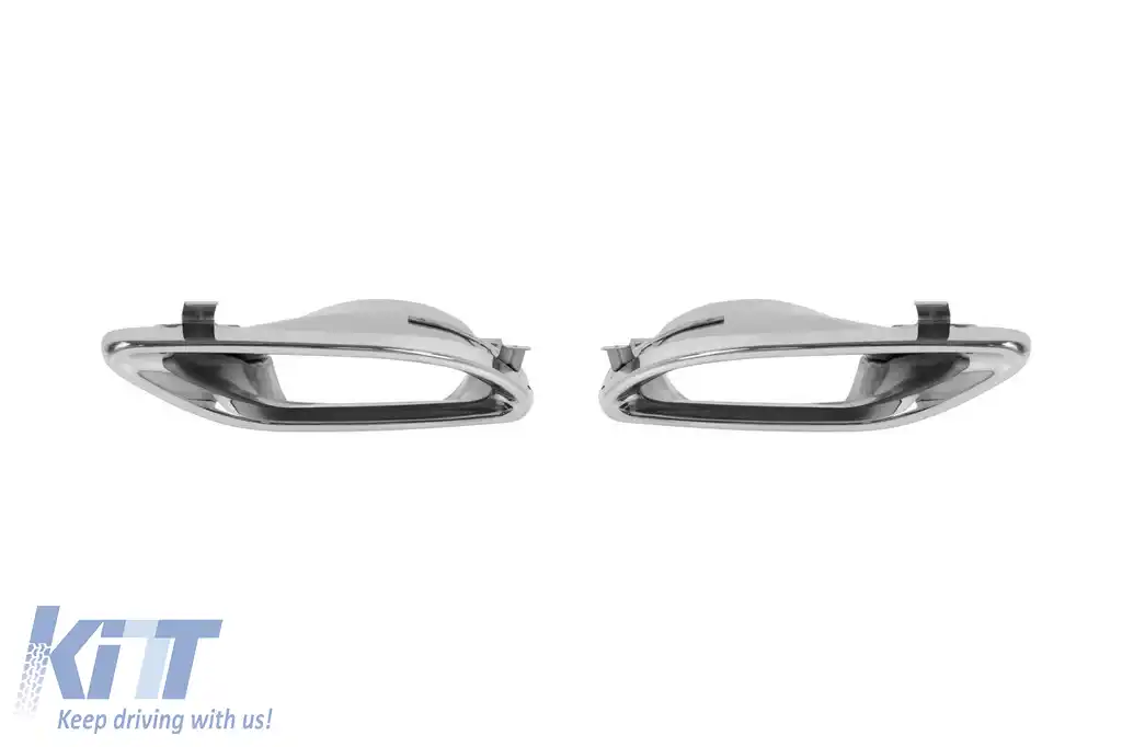 Difuzor tip E300 cu capete cromate potrivit pentru bara spate standard a Mercedes E-Class W212, S212 2014-2016, -oo--oo-, cu garnitură cromată-image-6150616