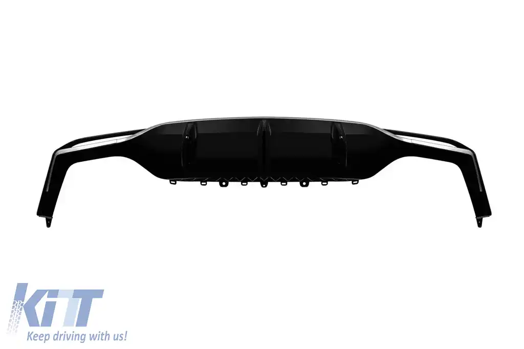 Difuzor tip E53 cu duze negre potrivit pentru bara spate A Design a Mercedes E-Class W213 sedan 2016-2022, lac negru cu garnitură cromată, -oo--oo--image-6149063