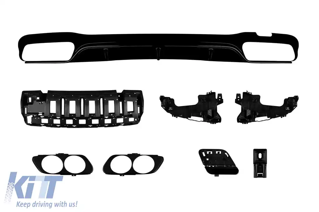 image-40-Difuzor tip E53 potrivit pentru bara spate A Design a Mercedes E-Class W213 sedan 2016-2022 -oo--oo-, cu garnitură neagră