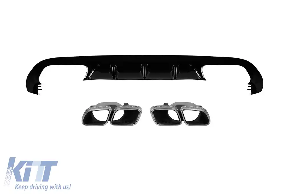 Difuzor tip E63 A Design cu capace cromate potrivit pentru bara de protecție spate A Design pe Mercedes E-Class C238 coupe după 2017 -oo--oo-
