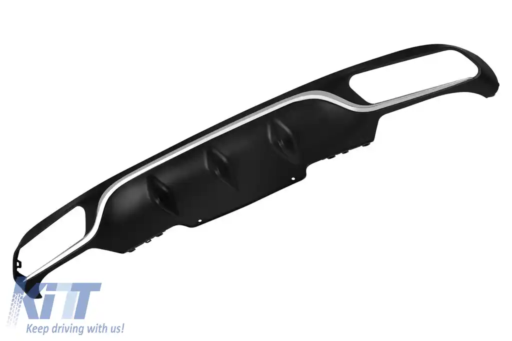 Difuzor tip E63 cu capace cromate pentru bara spate standard potrivit pentru Mercedes E-Class W213 după 2016 -oo--oo-, cu garnitură cromată-image-6156743