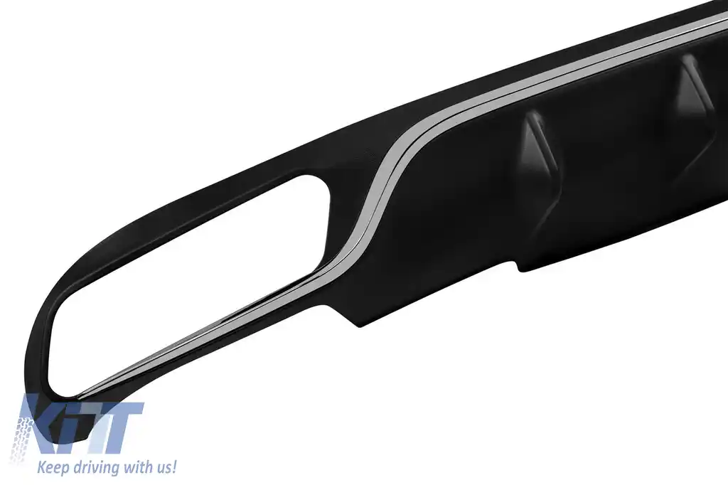 Difuzor tip E63 cu capace cromate pentru bara spate standard potrivit pentru Mercedes E-Class W213 după 2016 -oo--oo-, cu garnitură cromată-image-6156744