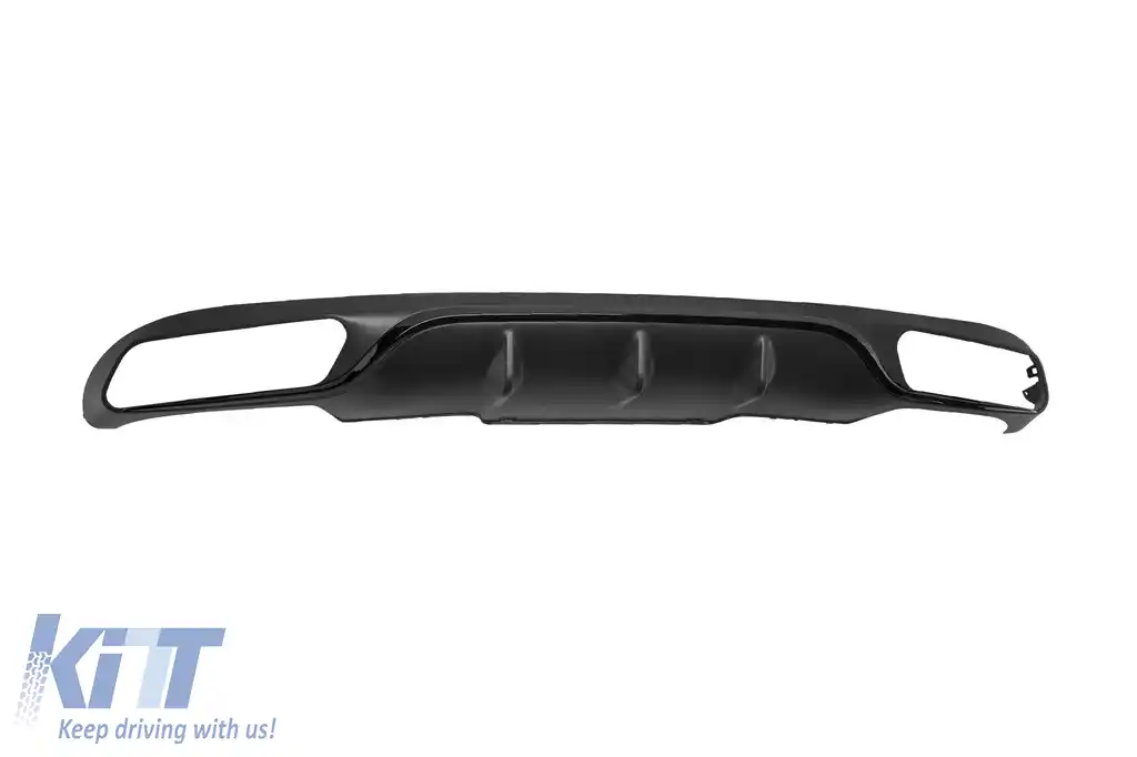 Difuzor tip E63 cu capace cromate pentru bara spate standard potrivit pentru Mercedes E-Class W213 după 2016 -oo--oo-, garnitură neagră-image-6156757
