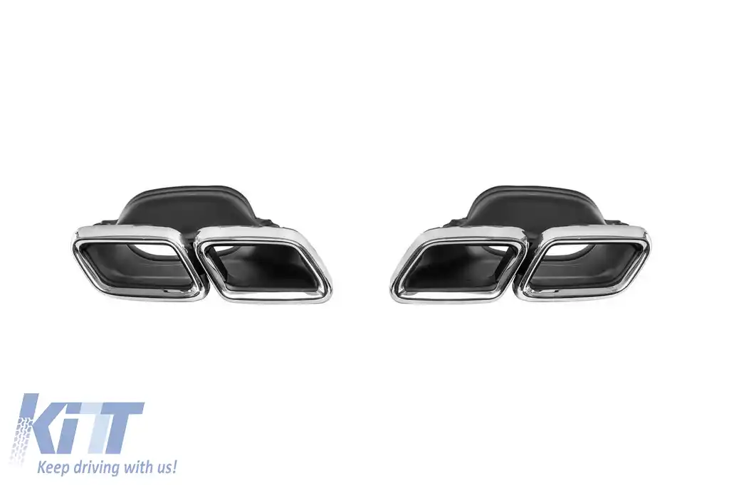 Difuzor tip E63 cu capace cromate pentru bara spate standard potrivit pentru Mercedes E-Class W213 după 2016 -oo--oo-, garnitură neagră-image-6156760