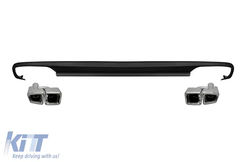 Difuzor tip E63 cu capete cromate potrivit pentru bara spate A Design a Mercedes E-Class W212 2009-2014 -oo--oo-