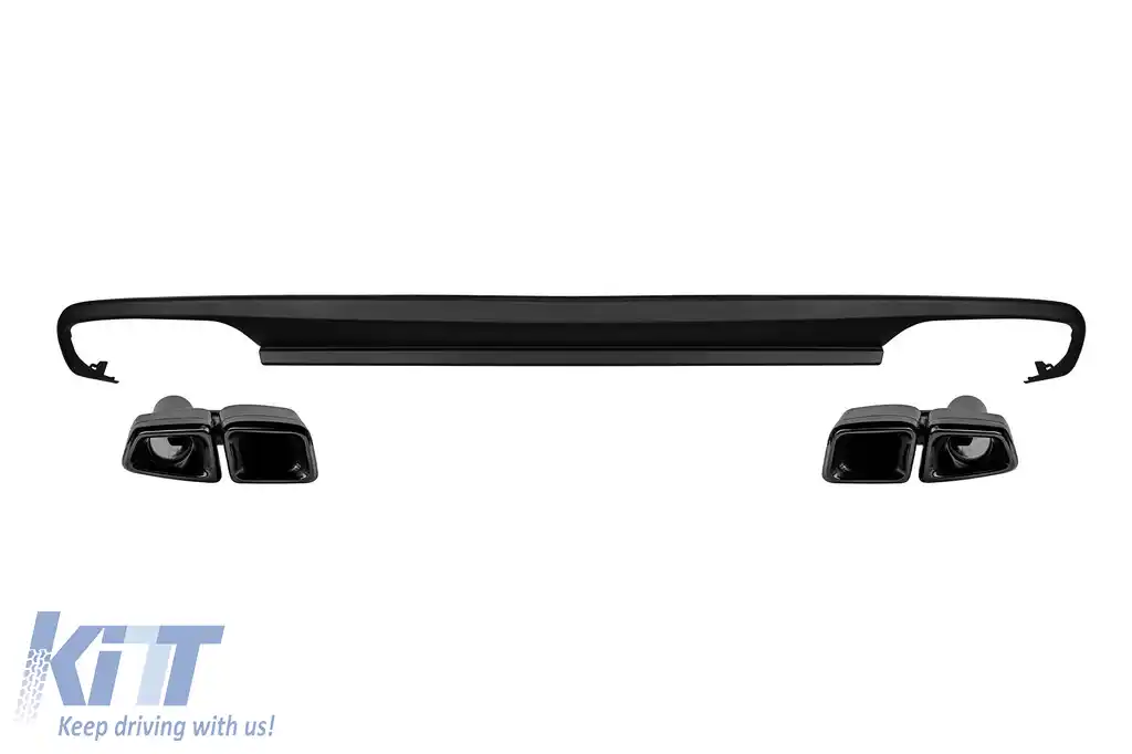 Difuzor tip E63 cu capete negre potrivit pentru bara spate A Design a Mercedes E-Class W212 2009-2014 -oo--oo-