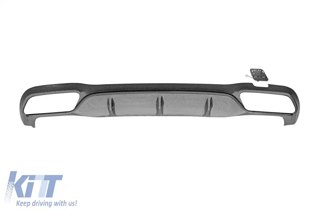 Difuzor tip E63 potrivit pentru bara spate A Design pe Mercedes E-Class W213 sedan 2016-2022, culoare carbon, -oo--oo-