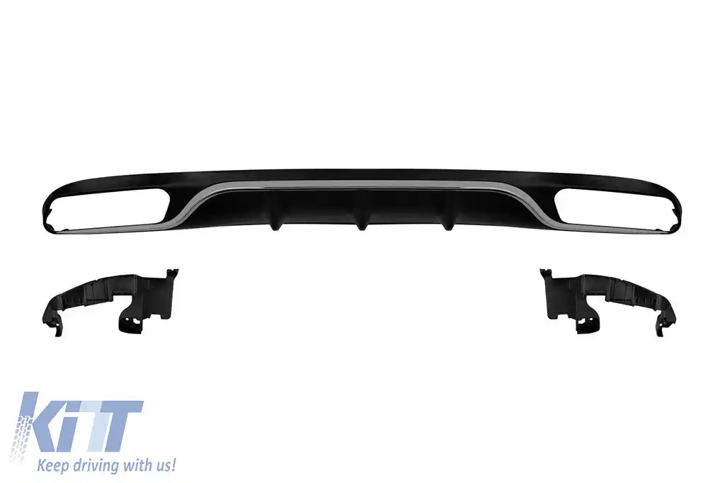 image-41-Difuzor tip E63 potrivit pentru bara spate standard a Mercedes E-Class W213 după 2016 -oo--oo-, cu garnitură cromată