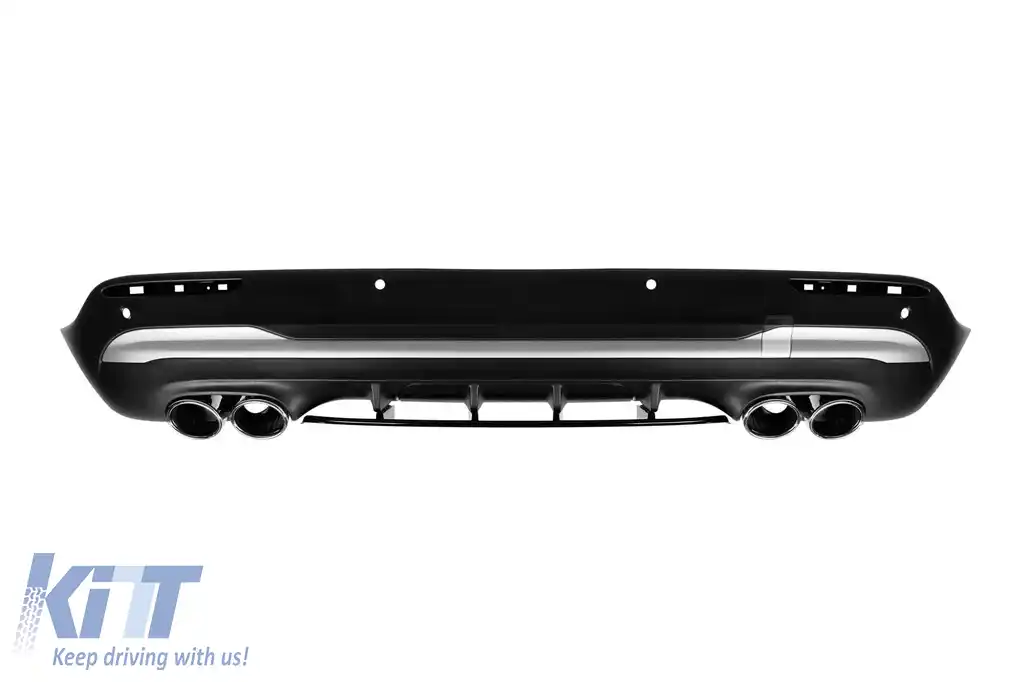 Difuzor tip GLA45 cu capete cromate pentru bara spate A Design potrivit pentru Mercedes GLA H247 după 2020 -oo-oo-, cu garnitură cromată