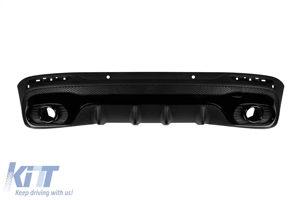 Difuzor tip GLB35 cu capete negre potrivit pentru bara spate A Design pe Mercedes GLB X247 dupa 2019, -o---o-, lac negru