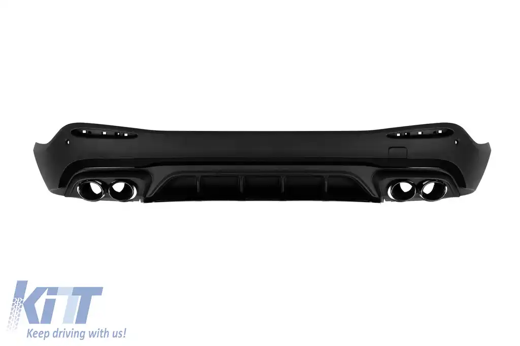Difuzor tip GLC43 cu terminale de evacuare din lac negru pentru bara spate A Design potrivit pentru Mercedes GLC SUV X254 după 2023 -oo--oo-, cu garnitură din lac negru