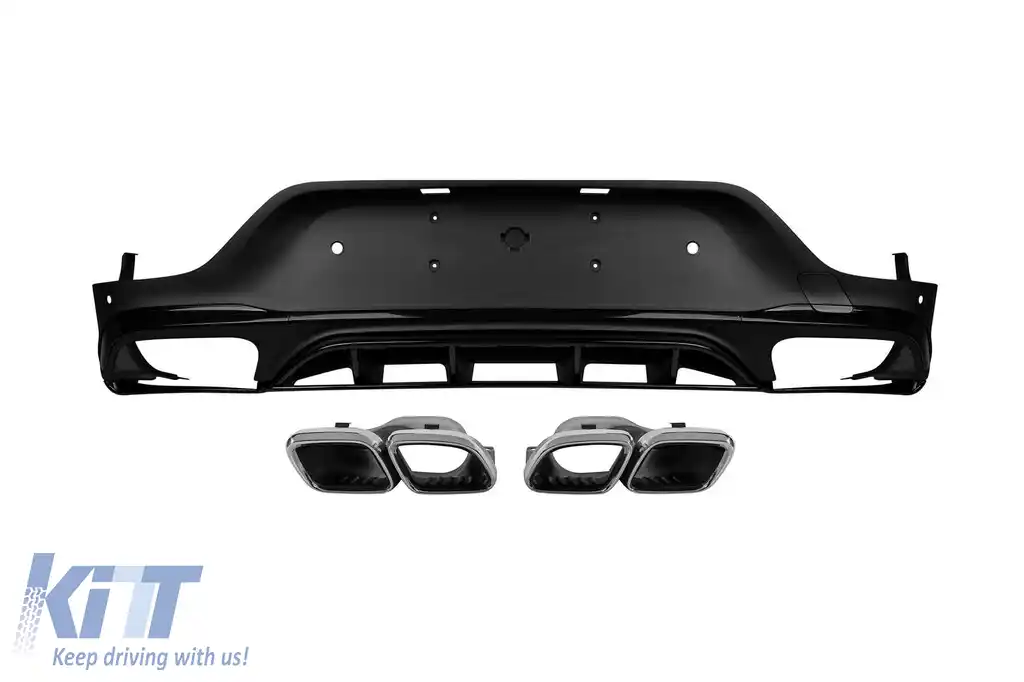 Difuzor tip GLC63 cu capace cromate pentru bara spate A Design potrivit pentru Mercedes GLC Coupe C253 2016-2022 -oo--oo-, cu garnitură neagră