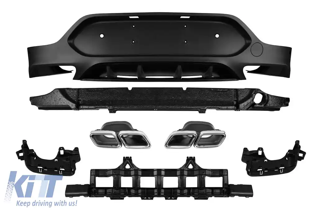 Difuzor tip GLC63 cu capace cromate potrivit pentru bara spate A Design pentru Mercedes GLC Coupe C253 2016-2022 -oo--oo-