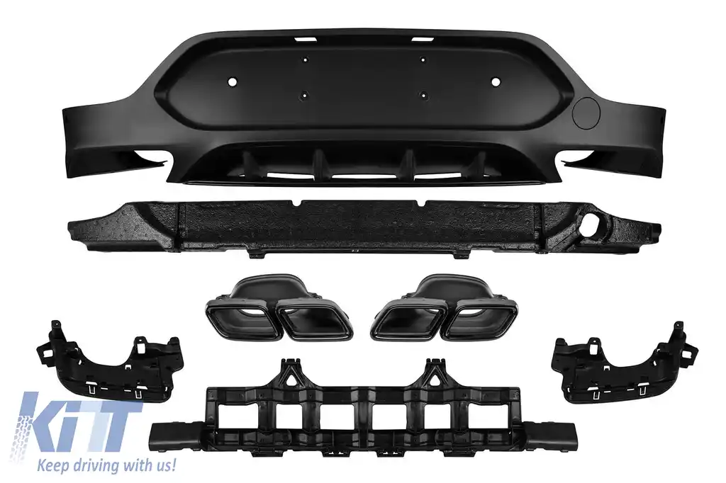 Difuzor tip GLC63 cu capace negre potrivit pentru bara spate A Design pe Mercedes GLC Coupe C253 2016-2022 -oo--oo-