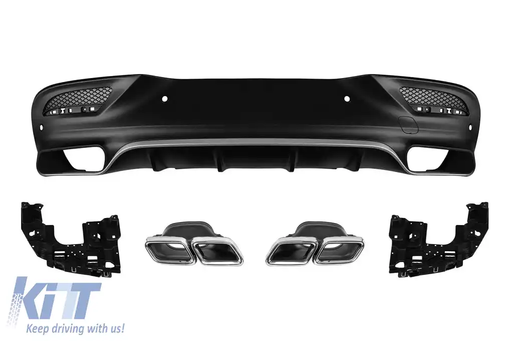 Difuzor tip GLE63 cu capete cromate potrivit pentru Mercedes GLE Coupe C292 2015-2019 -oo--oo-, cu garnitură cromată