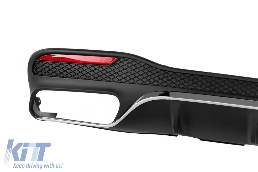 Difuzor tip GLE63 cu capete cromate potrivit pentru bara de protecție din spate A Design Mercedes GLE W166 2015-2019 -oo--oo-, cu garnitură cromată-image-6264599