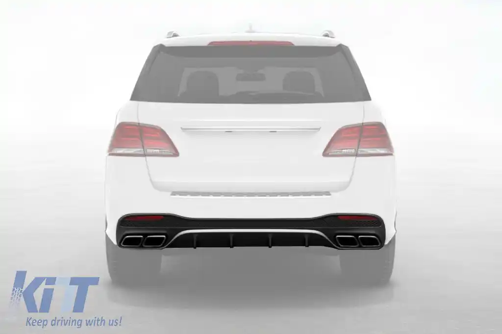 Difuzor tip GLE63 cu capete cromate potrivit pentru bara de protecție din spate A Design Mercedes GLE W166 2015-2019 -oo--oo-, cu garnitură cromată-image-6264604